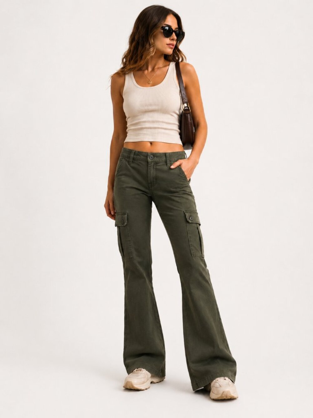 Banana Republic Low Rise Chino Cargo Flare Utility Retro Y2K Pants Green Size 4